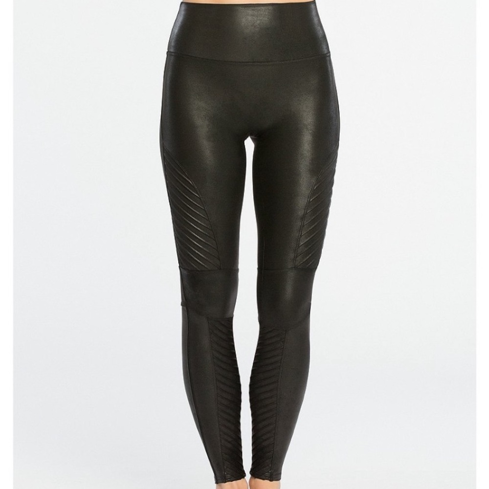 Spanx faux leather motor leggings